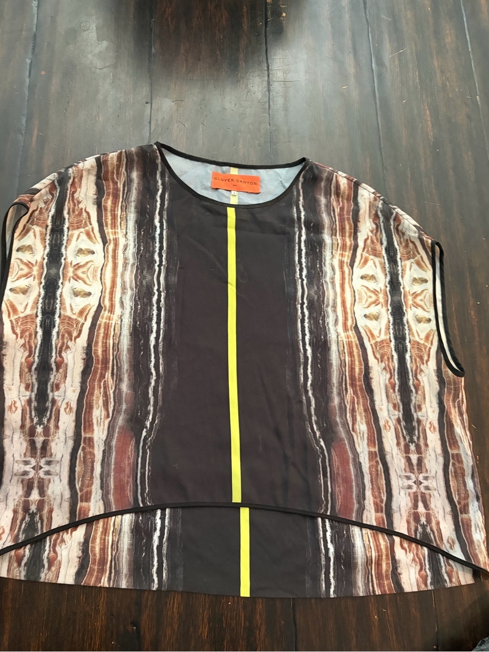 Clover Canyon Black Top with Neon Yellow Center Stripe size small